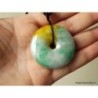 Vintage chinese Jade Donut pendant,  Old Tri-Color Jade Pi Disc,  Natural Jadeite Jade disc Pendant,  Jade tricolor White