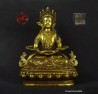 Old gilt and jeweled bronze statue of Amitayus Buddha,  Gilt bronze 30cm - 11.81",  sealed on base with Qian Long mark.