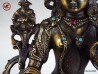 Old bronze statue of Bodhisattva White Tara,  Buddha in gilt bronze jeweled turquoise and rubies 22.5cm - 8.8"