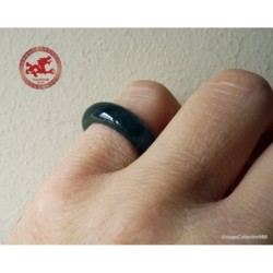 Anillo de jade verde oscuro natural talla US 7,75 - 17,9 mm, banda de anilllo con certificado