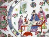 Vintage Chinese porcelain plate in the style of a Famille Rose of 10.4",  hand painted and signed