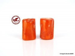 Cuentas de coral rojo azafrán grandes, juego de 2 cuentas de coral rojo en barril, cuentas de coral rojo ,  33,85 ct - 6,81 g