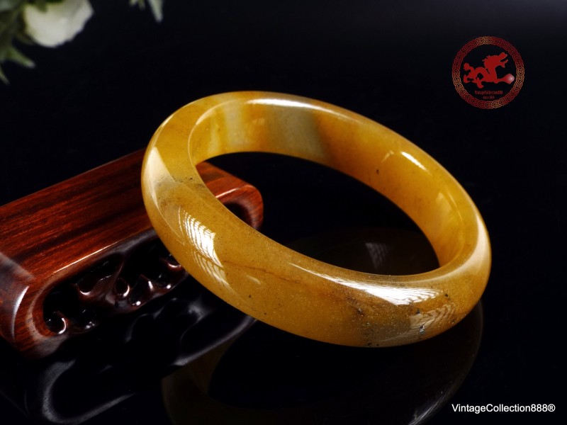 Brown-Yellow Icy Aventurine Bangle 57.8mm - 2.27",  Caramel brown Icy stone rigid bracelet,  Caramel Aventurine rigid