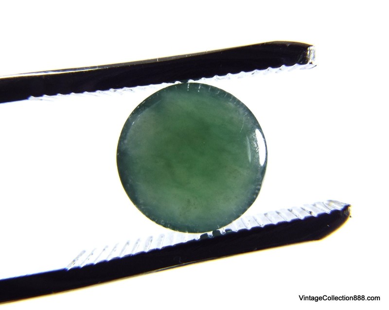 Cabujón de Jade Verde 3.5ct Verde oscuro, pequeños detalles blancos. Cabujón de jade jadeíta natural "Grado A" sin tratar