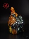 Old Chinese stone Seal,  Natural Shoushan Stone of 4.1" orange brown with black veins with carved Dragon