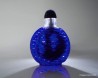 Antique Chinese Snuff Bottle of Blue glass carved with basket weave pattern,  old Snuff Bottle carved,  vintage blue glass