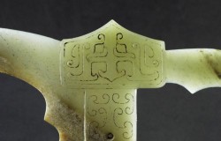 Arma ceremonial arcaica con hacha de jade, daga-hacha china Hetian GE de jade, dinastía Zhou (1122 a.C.-249 a.C.)