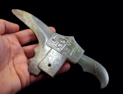 Archaic ceremonial Jade Axe Weapon,  Chinese Hetian Jade GE Dagger-Axe,  Dynasty Zhou (1122 bC-249 bC)