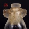 Antique Chinese Rock Crystal Snuff Bottle carved with 2 girls' heads with pigtails from the 19th Century