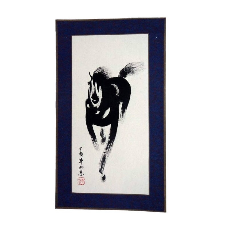 Pintura china de caballo Pintura china 14", tinta, pintura Feng Shui, arte asiático, Firmado por el artista