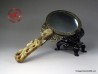 Antique Chinese hand mirror with Nephrite Jade Belt Buckle with Dragon Head & Chilong carved from Qing Dynasty (1736-95)