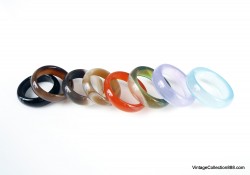 AGATE Ring band of several colors,  Green Agate Ring,  Brown,  Orange,  Blue,  Black sizes about US 6.75 to US 7.75