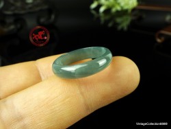 Natural Light Bluish Green Icy Jadeite Jade Ring US 9.75 -19.7mm,  Certified Jadeite Jade ring. Jade ring