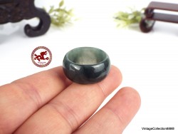 Anillo de jade jadeíta verde oscuro natural, talla US11 - 20,7 mm de ., anillo de jade jadeíta certificado.