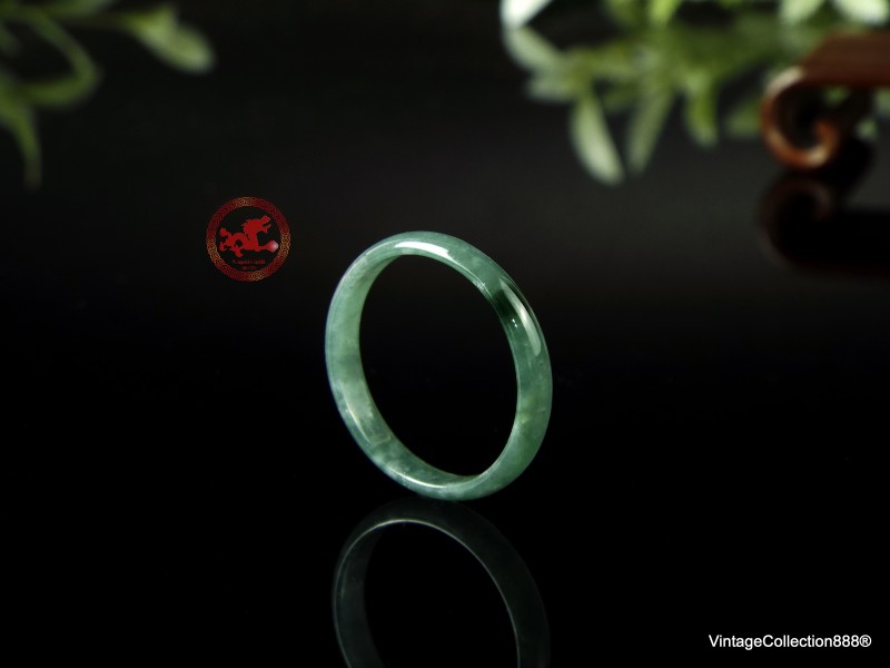 Anillo fino de jade jadeíta natural verde grisáceo, talla 9 a 19,2 mm de ., anillo de jade translúcido certificado