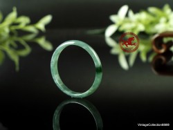 Anillo fino de jade jadeíta natural verde grisáceo, talla 9 a 19,2 mm de ., anillo de jade translúcido certificado