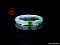 Anillo fino de jade jadeíta natural verde grisáceo, talla 9 a 19,2 mm de ., anillo de jade translúcido certificado