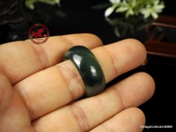 Natural Dark Green Jadeite Jade Ring US 12.25 - 21.6mm,  Certified Jadeite Jade ring. Jade ring for men. Jade thumb ring.