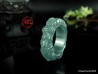 Dragon Jadeite Jade Ring US 10.5 - 20.3mm,  Natural Jadeite bluish light Green Dragon carved,  High Quality with certificate