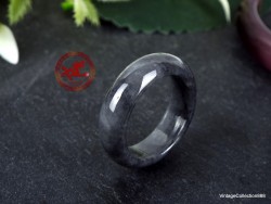 Natural Jadeite Jade Ring US 8.75 - 18.8mm,  Grey black Jade Ring,  smoke gray Jade ring Certified,  women or men Black jadeite