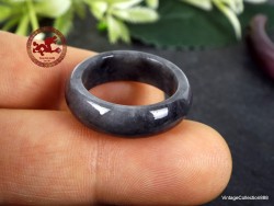 Natural Jadeite Jade Ring US 8.75 - 18.8mm,  Grey black Jade Ring,  smoke gray Jade ring Certified,  women or men Black jadeite