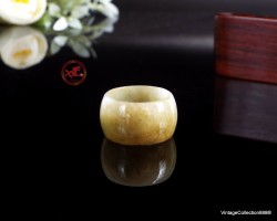 Light brown Jadeite Jade Ring size US 9.25 - 19.2mm,  brown Jade ring,  Jadeite wide ring,  jade ring for women or men