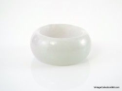 Natural White and green Jadeite Jade Ring US 8.75 - 18.7mm,  Jadeite Jade wide ring,  certified for women