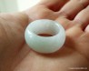 Natural White and green Jadeite Jade Ring US 8.75 - 18.7mm,  Jadeite Jade wide ring,  certified for women