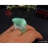 Large Jade Pixiu carved Ring US 10.75 - 20.5mm,  Natural Jadeite Green,  White and Brown Jade Ring Certified Pixiu carving