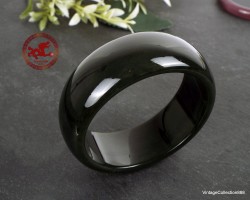 Wide Dark Green Natural Jade Bracelet,  Hetian Nephrite Jade Bracelet 62mm - 2.44",  Certificate Included