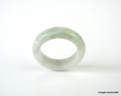 Natural Jadeite Jade Ring US 4.75 - 15.6mm,  White and Green shade Jade Ring,  Certified Untreated Undyed Jade ring