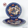 Set of two large decorative vintage plates in blue and gold Chinese porcelain hand painted