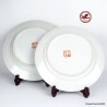 Set of two large decorative vintage plates in blue and gold Chinese porcelain hand painted