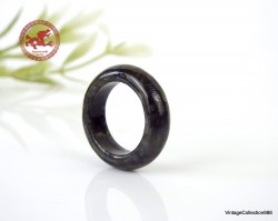 Natural black Jade Ring US 3.5 - 14.6mm,  black natural Jadeite Jade Ring,  Untreated Undyed Jade ring