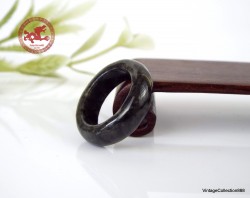 Natural black Jade Ring US 3.5 - 14.6mm,  black natural Jadeite Jade Ring,  Untreated Undyed Jade ring