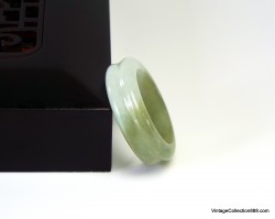 Anillo de Jade Verde y Blanco US 7.5, anillo doble de Jadeíta Natural Grado A verde oliva y blanco