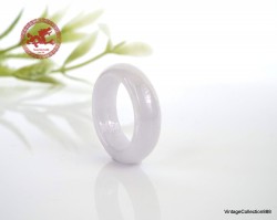 Natural white Jade Ring US 4.25 - 15.1mm,  white natural Jadeite Jade Ring,  Untreated Undyed Jade ring