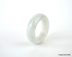 Natural Jadeite Jade Ring US 4.5 - 15.3mm,  White and Green shade Jade Ring,  Certified Untreated Undyed Jade ring