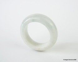 Natural Jadeite Jade Ring US 4.5 - 15.3mm,  White and Green shade Jade Ring,  Certified Untreated Undyed Jade ring