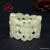 Old Chinese White Hetian Jade Ring US 13.5,  Archer Hetian Jade Ring,  Hollowed Thumb Hetian Nephrite