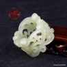 Old Chinese White Hetian Jade Ring US 13.5,  Archer Hetian Jade Ring,  Hollowed Thumb Hetian Nephrite