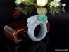 Pixiu Jadeite Jade Ring US 9.75 - 19.6mm,  Natural Jadeite Green,  light Lavender,  Pixiu with certificate