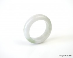 Natural Jadeite Jade Ring US 4.75 - 15.5mm,  White and Green spots Jade Ring,  Certified Untreated Undyed Jade ring