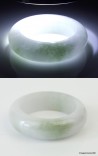 Natural Jadeite Jade Ring US 4.75 - 15.5mm,  White and Green spots Jade Ring,  Certified Untreated Undyed Jade ring