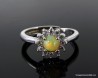 Adjustable Yellow Opal Ring with Flower Shaped Zircons,  US 7.5-8,  Gift for Women