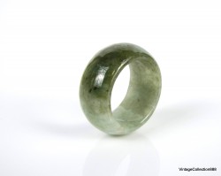 Natural Green Jade Ring US 10.25 - 20.1mm,  Untreated Jadeite Jade ring,  light green Jadeite