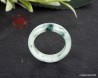 Natural White Green Jade Ring US 9.25 - 19.2mm,  White & Green Jadeite Jade Ring,  White Jadeite Ring with Dark Green