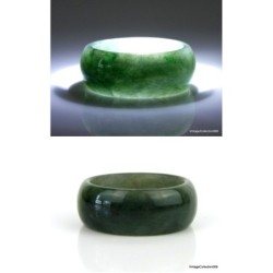 Natural Jade Ring US 9.5 - 19.5mm,  Bluish Green Jadeite Jade Ring Untreated,  Natural Jadeite Jade wide