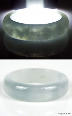 Natural White Bluish Jade Ring US 8.5 - 18.6m,  white and blue Jadeite Jade band ring,  natural jadeite jade ring