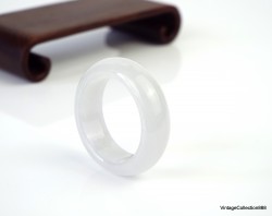 Natural White Jade Ring US 7 - 17.4mm,  white Jadeite Jade wide ring,   natural jadeite jade ring,  Jade ring